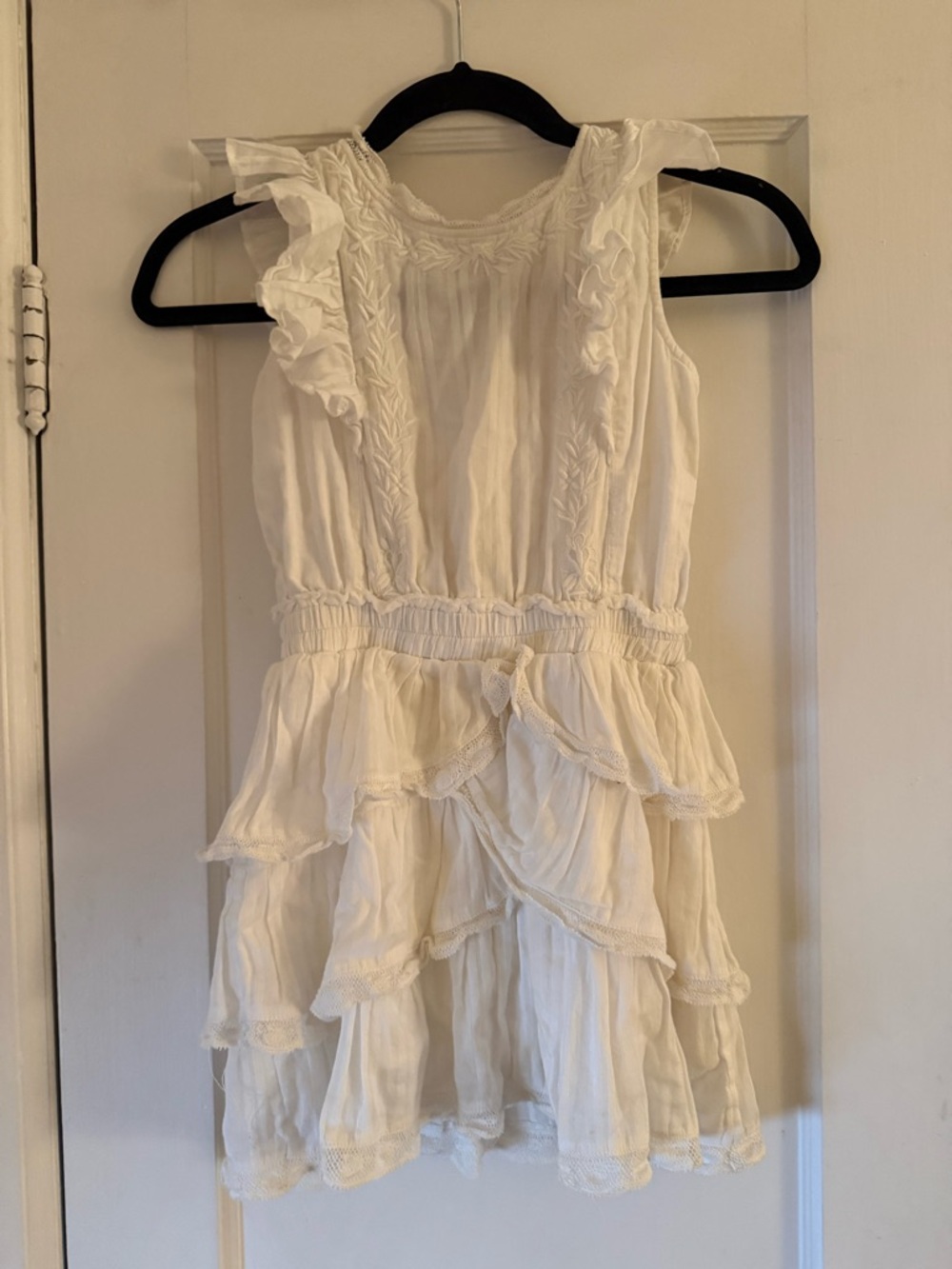 LoveShackFancy White Ruffled Tiered Sundress for Kids